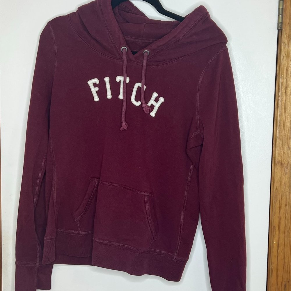 Large Abercrombie and Fitch Pullover Hoodie Sweatshirt Maroon